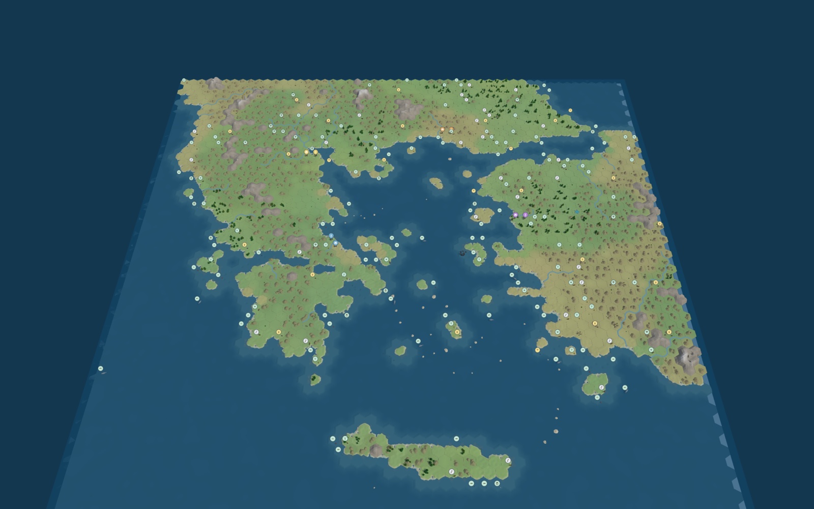 The Aegean as a flat hex map