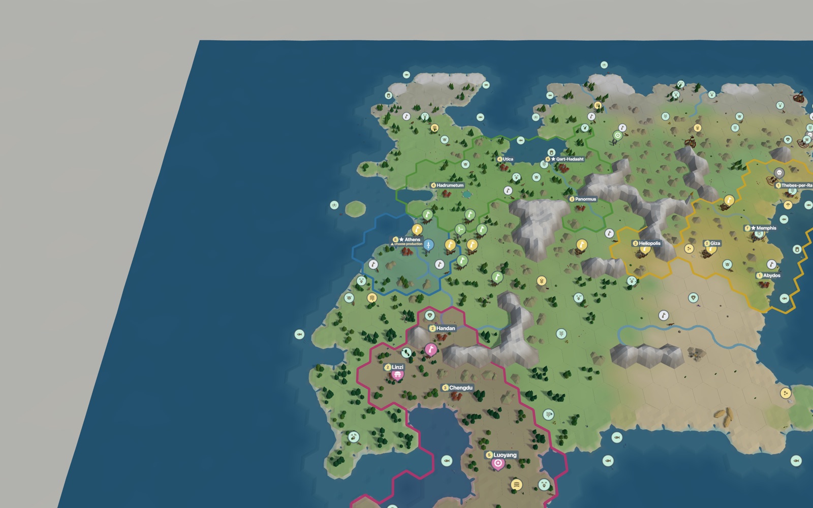 A lived-in continent: several civilizations, cities, and borders